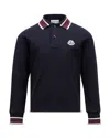 Moncler Boys' Cotton Tipped Long Sleeve Polo Shirt - Big Kid In Navy