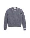 Moncler Boys' Crew Neck Cable Knit Sweater - Big Kid In Gray