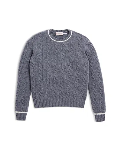 Moncler Boys' Crew Neck Cable Knit Sweater - Big Kid In Gray