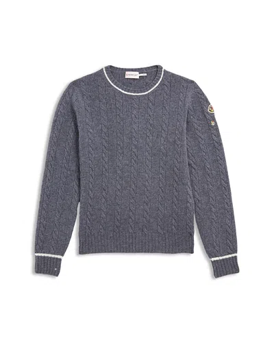 MONCLER BOYS' CREW NECK CABLE KNIT SWEATER - BIG KID