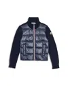 Moncler Kids' Wool Knit & Quilted Down Cardigan In Blue