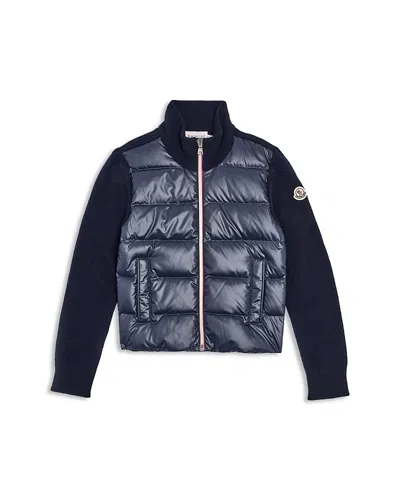 Moncler Boys' Down Puffer Tricot Cardigan - Big Kid In Blue