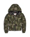 Moncler Boy's Escer Camo Logo-print Puffer Jacket In Blue