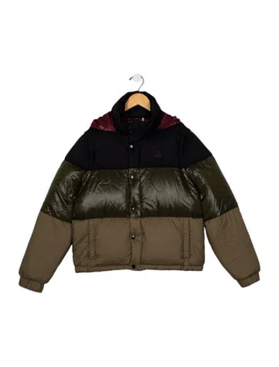 Pre-owned Moncler Kids' Boys Green Pattern Print Outerwear Jacket.