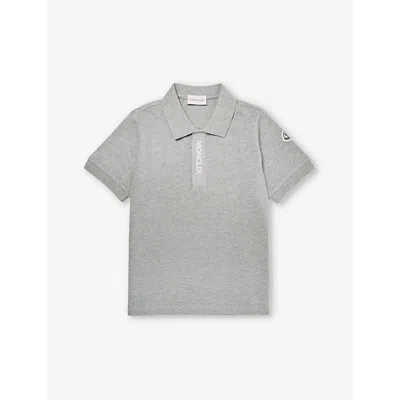 Moncler Boys Grey Kids Brand-patch Cotton-piqué Polo Shirt 4-10 Years In Gray