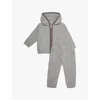 Moncler Brand-patch Striped-trim Cotton-blend Jersey Tracksuit 3 Months - Years In Grey
