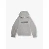 Moncler Boys Grey Kids Brand-print Relaxed-fit Cotton-jersey Hoody 8-14 Years 14 In Grey
