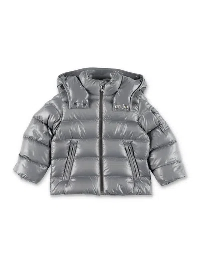 Moncler Boys Hooded Puffer Jacket In Gray