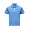 Moncler Boys Logo Applique Cotton Polo Shirt In Blue