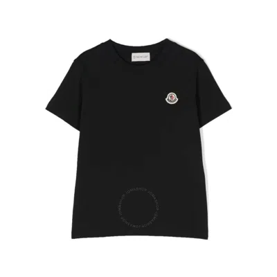 Moncler Boys Logo-patch Cotton T-shirt In Blue