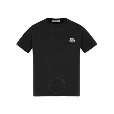Moncler Boys Logo Patch Crew-neck Cotton T-shirt In Black