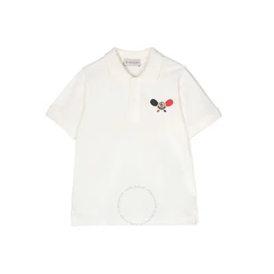 Moncler Boys Logo-patch Polo Cotton Shirt In Beige