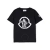 Moncler Boys Logo Print Cotton T-shirt In Black
