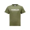 Moncler Boys Logo Print Cotton T-shirt In Green