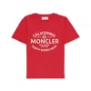 Moncler Boys Logo Print Cotton T-shirt In Red