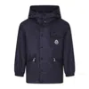 Moncler Boys Lusala Hooded Raincoat In Blue
