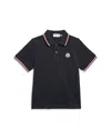 Moncler Kids' Boy's Tricolor-trim Short-sleeve Polo Shirt In Black