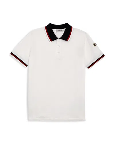Moncler Boys' Maniche Ribbed Polo Shirt - Big Kid In Natural