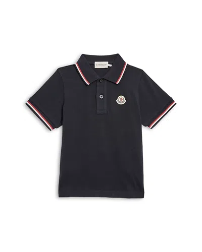 Moncler Boys' Maniche Ribbed Polo Shirt - Little Kid In Blue
