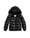 Moncler Black Bady Down Jacket For Girl With Logo In Black