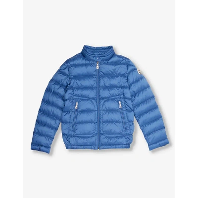 Moncler Boys Medium Blue Kids Acorus Brand-patch Shell Jacket 8-14 Years
