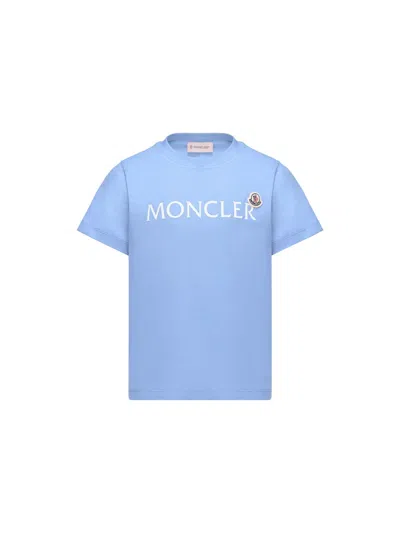 Moncler Boys Mini Logo T-shirt In Cotton In Blue