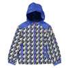 Moncler Boys Monogram Print Hooded Jacket In Blue