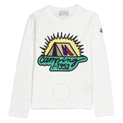 Moncler Boys Natural Camping 1952 Long-sleeve T-shirt In White