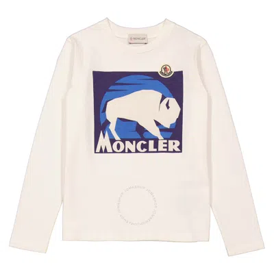 Moncler Boys Natural Graphic Print Long-sleeve T-shirt In Neutral