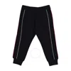 Moncler Boys Navy Cotton Contrasting-pipe Trim Detail Jogger Trousers In Blue