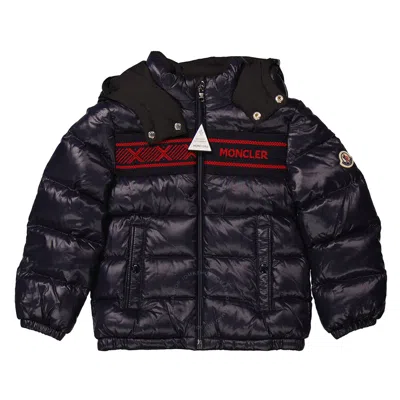 Moncler Boys Navy Holmi Hooded Down Jacket In Blue