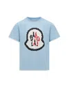 Moncler Pixel Logo Cotton T-shirt Blue In Blue