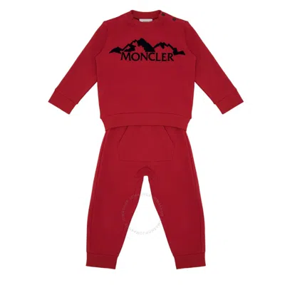 Moncler Boys Red Logo Knitwear Tracksuit Set