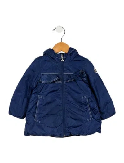 Pre-owned Moncler Babies' Boys' Solid Nylon Down Jacket In Blue