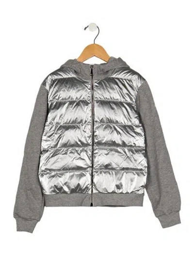 Pre-owned Moncler Kids' Boys Solid Puffer Jacket In Silver