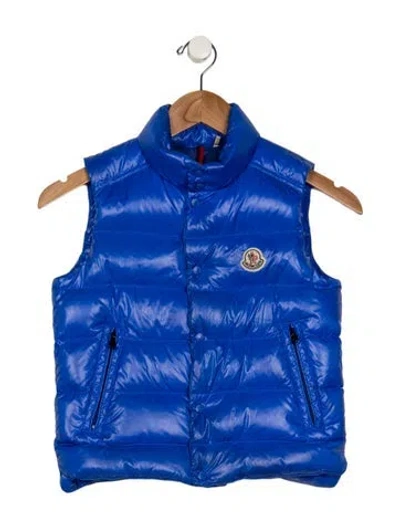 Pre-owned Moncler Kids' Boys Solid Puffer Vest In Blue