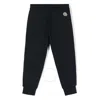 Moncler Boys Striped Cotton Track Pants In Black