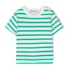 Moncler Boys Striped Crew-neck Cotton T-shirt In Green
