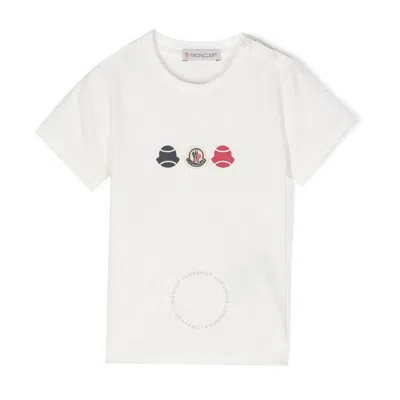 Moncler Printed And Patch Logo T-shirt In Beige