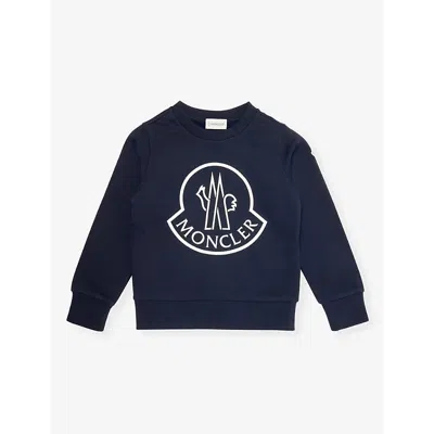 Moncler Boys Vy Kids Brand-print Cotton Sweatshirt In Navy