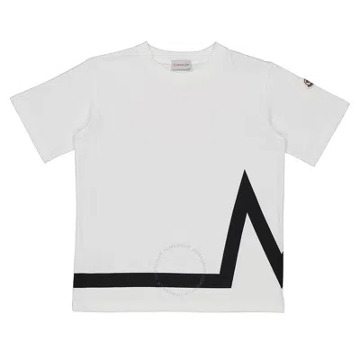 Moncler Kids'  Boys White Cotton Short-sleeve Logo Print T-shirt