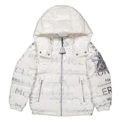 Moncler Kids'  Boys White Orans Logo Quilted Puffer Jacket