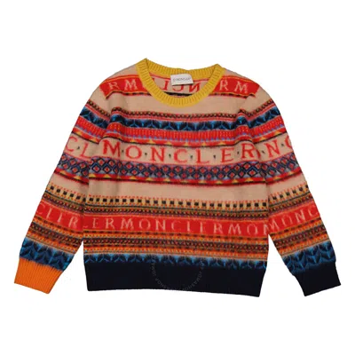 Moncler Boys Wool Fair Isle Sweater In Pink