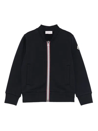 Moncler Boys Zip Front Bomber Jacket In Blue
