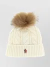 Moncler Braided Cap Featuring Pom-pom Detail In White