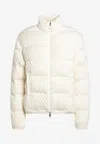 Moncler White Puffer Jacket With Braids In Cotton Blend In White