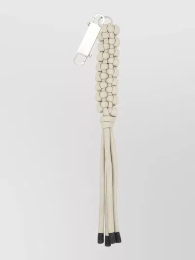 Moncler Braided Rope Keyring Tassel Detail In Metallic