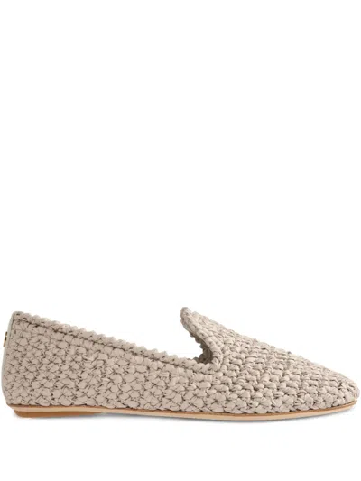 Moncler Braided Slip-on Loafers In Nude