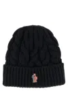 Moncler Grenoble Logo Patch Knitted Beanie In Black