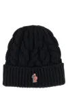 Moncler Grenoble Logo Patch Knitted Beanie In Brown
